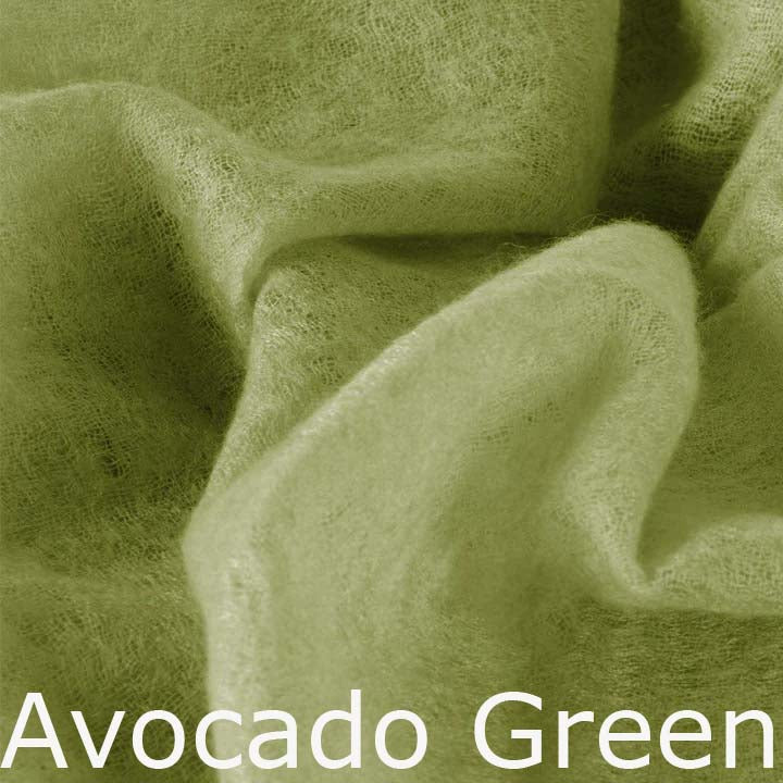Featherlight and felted green cashmere scarf collection.