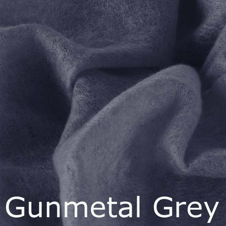Featherlight and felted grey cashmere scarf collection.