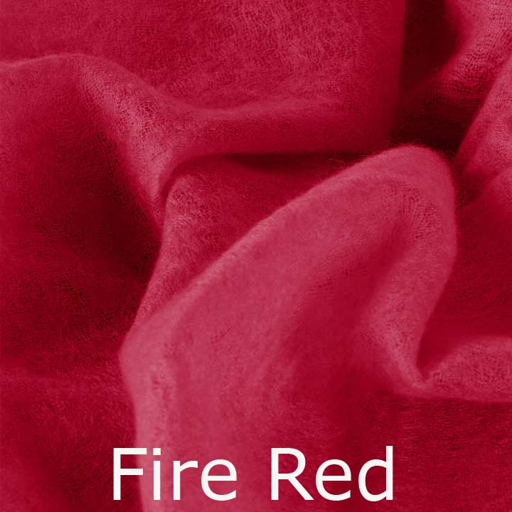 Featherlight and felted red cashmere scarf collection.