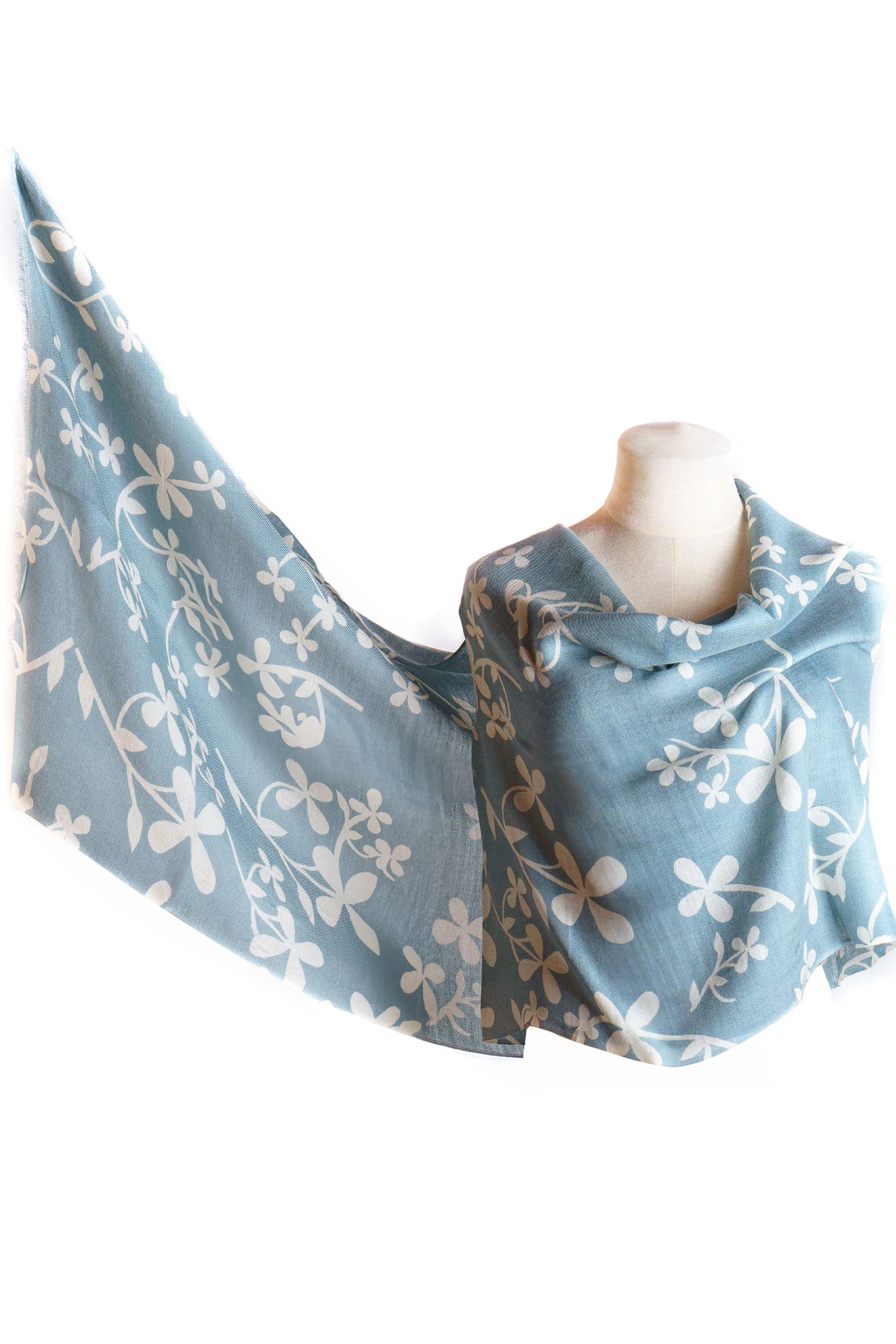 Silk Cashmere Shawl Wrap in Petal Blue