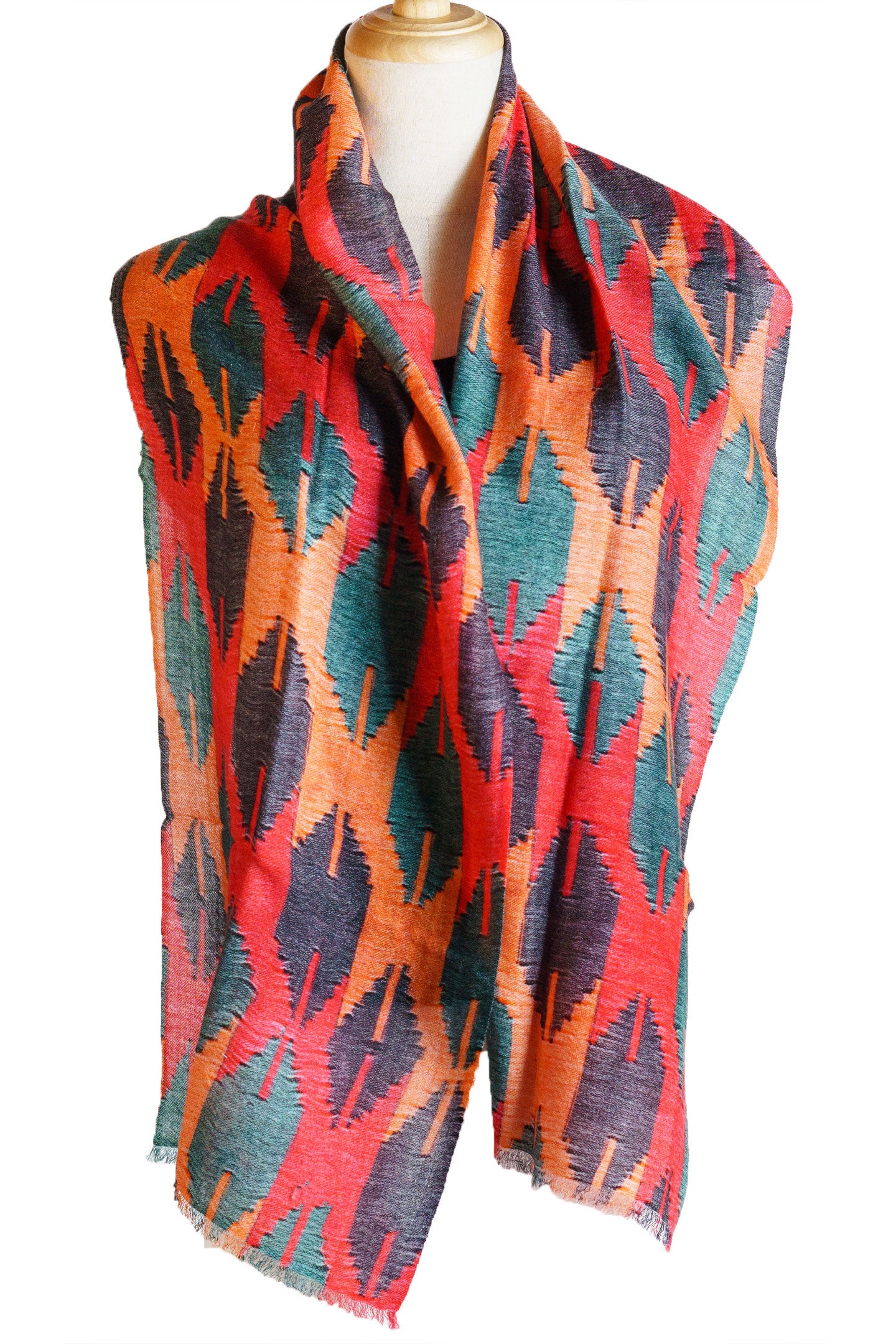 Pure Cashmere Shawl Wrap in Nepalese Dhaka Patterns