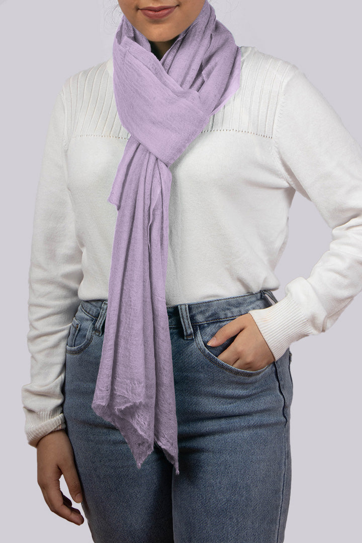 Featherlight felted lilac cashmere scarf