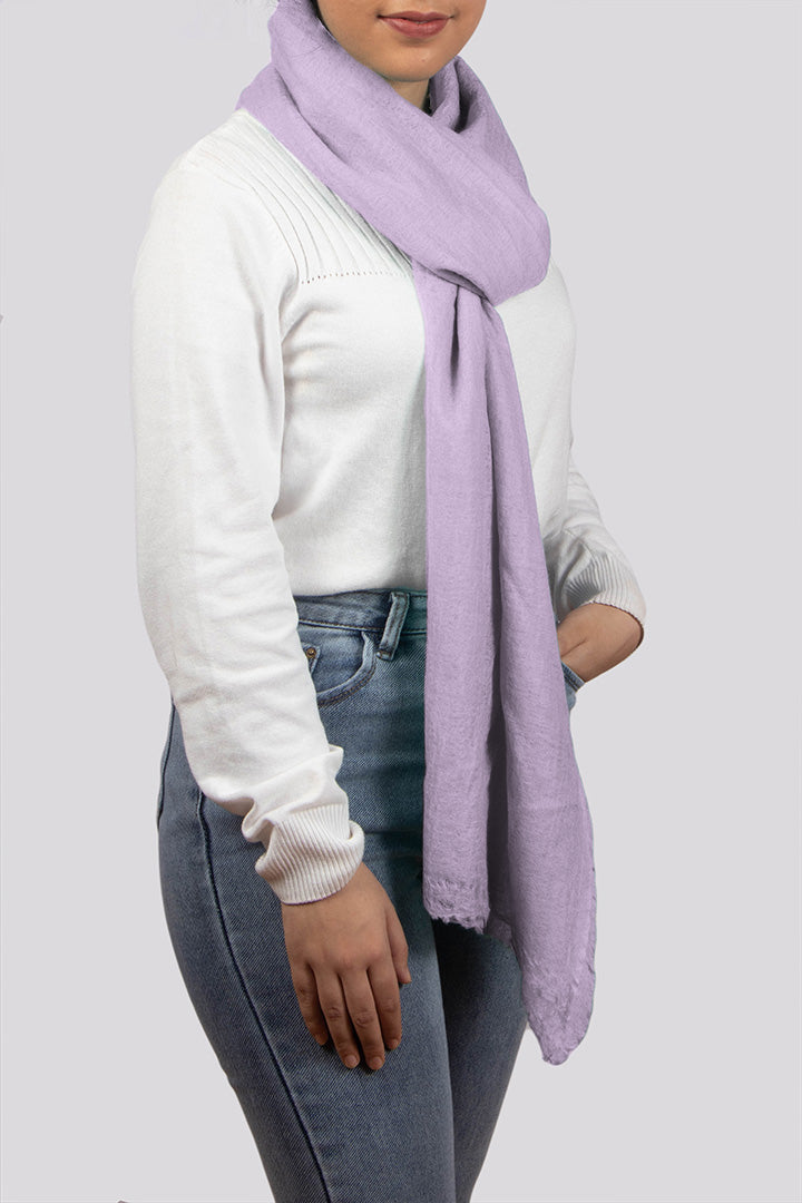 Featherlight felted lilac cashmere scarf