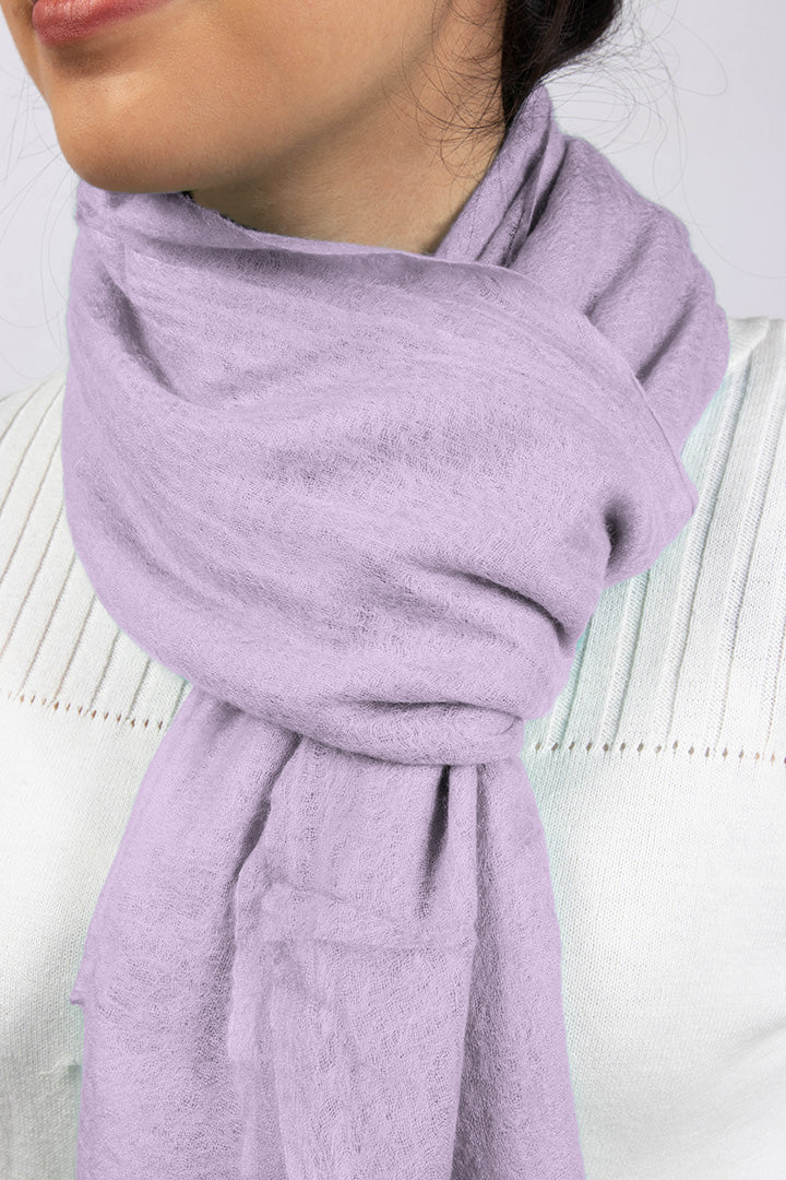Featherlight felted lilac cashmere scarf