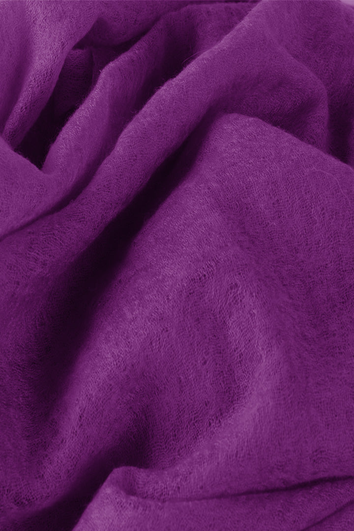 Handwoven pure cashmere scarf in vivid purple
