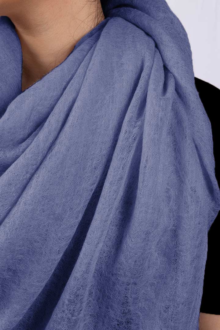 Featherlight felted cornflower blue cashmere scarf
