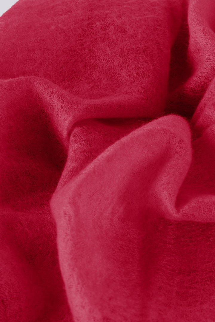 Featherlight felted fire red cashmere scarf