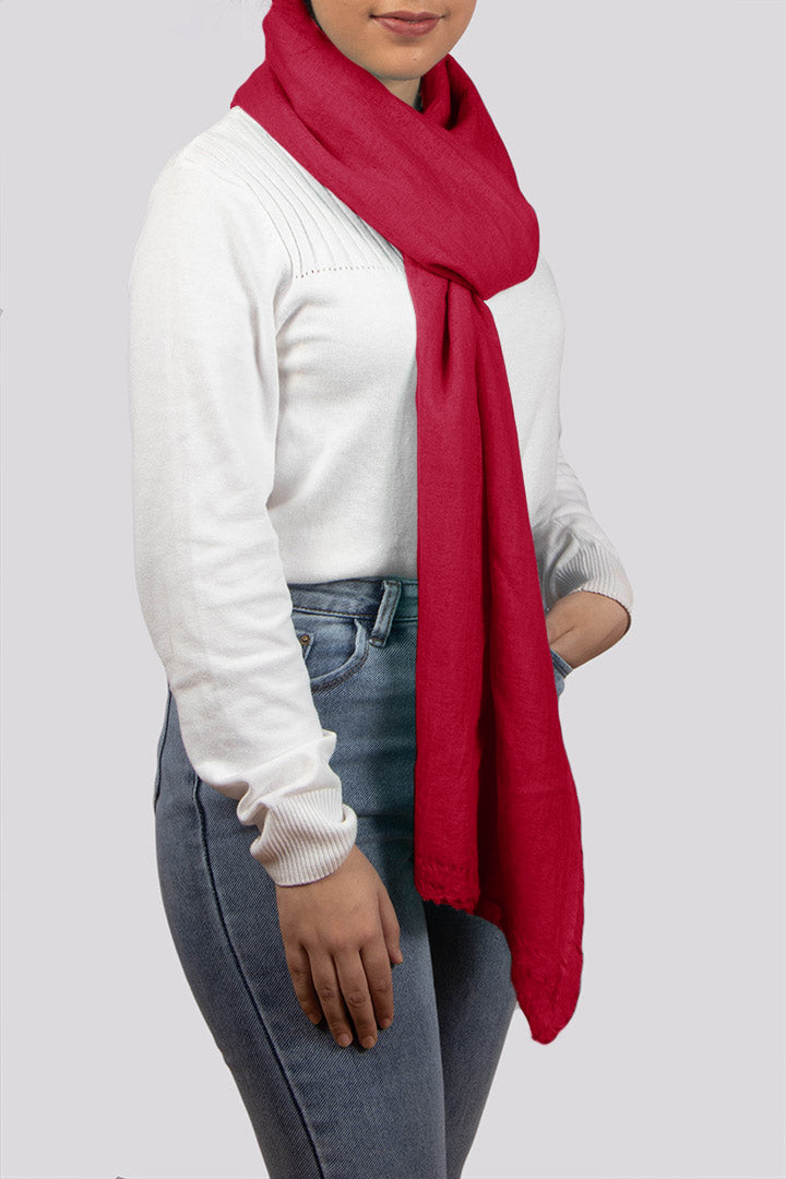 Featherlight felted fire red cashmere scarf