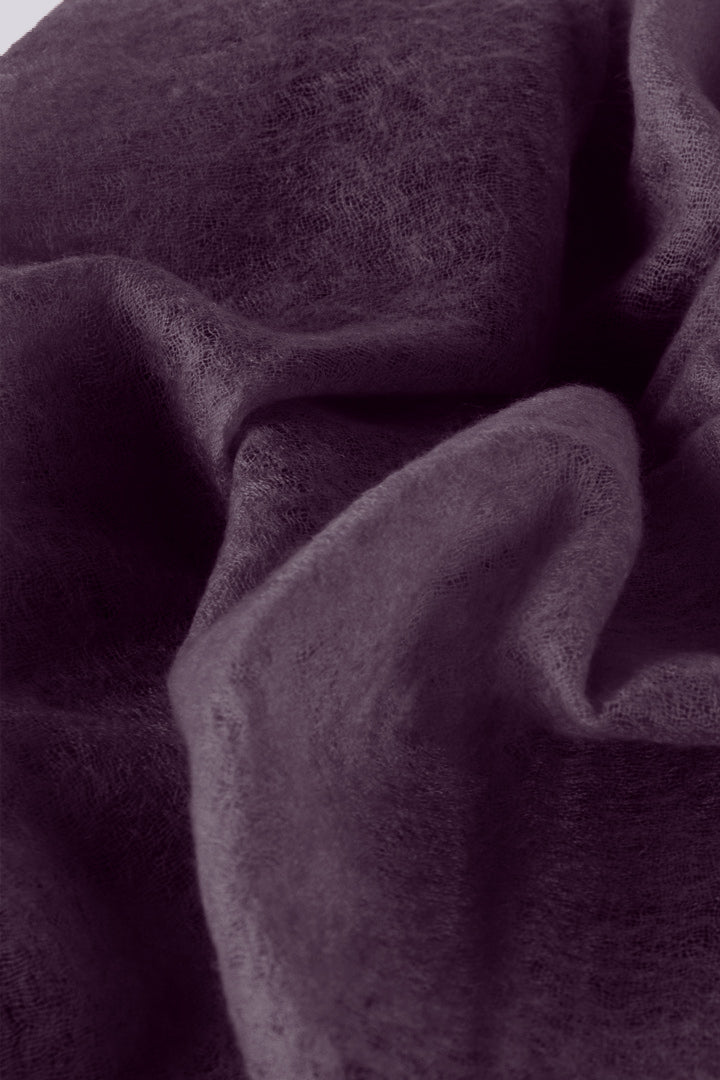 Featherlight felted grape purple cashmere scarf