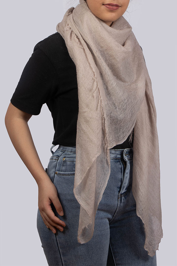 Women's lightweight Cashmere Scarf in Grey Brown Handmade