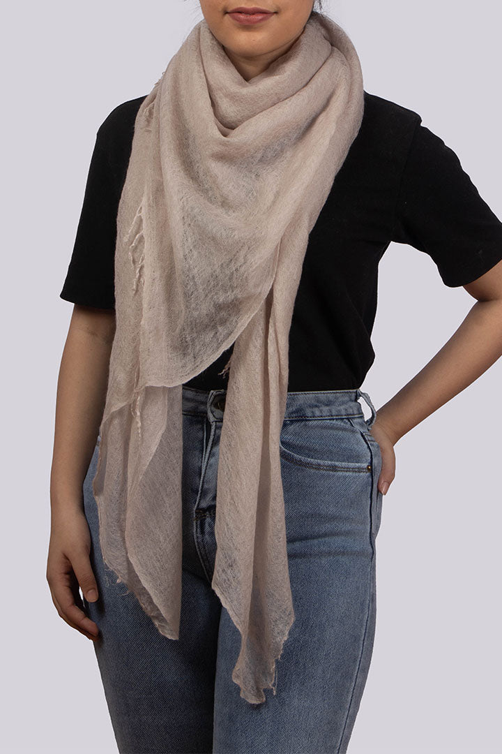 Women's lightweight Cashmere Scarf in Grey Brown Handmade