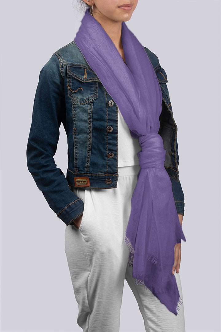 Featherlight felted lavender cashmere scarf