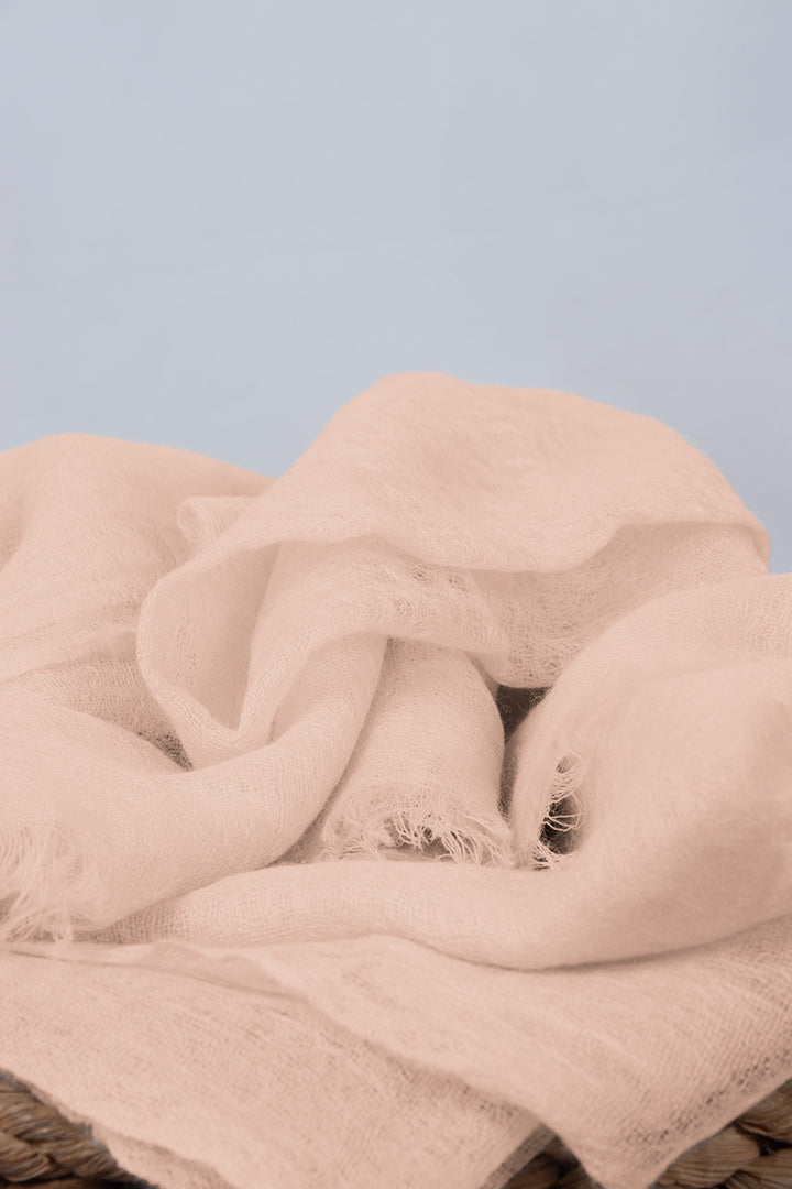 Featherlight felted nude white cashmere scarf