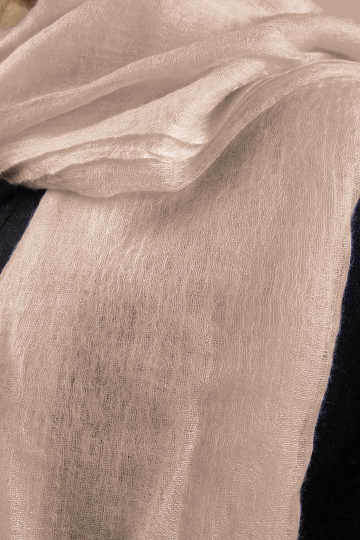 Featherlight felted nude white cashmere scarf