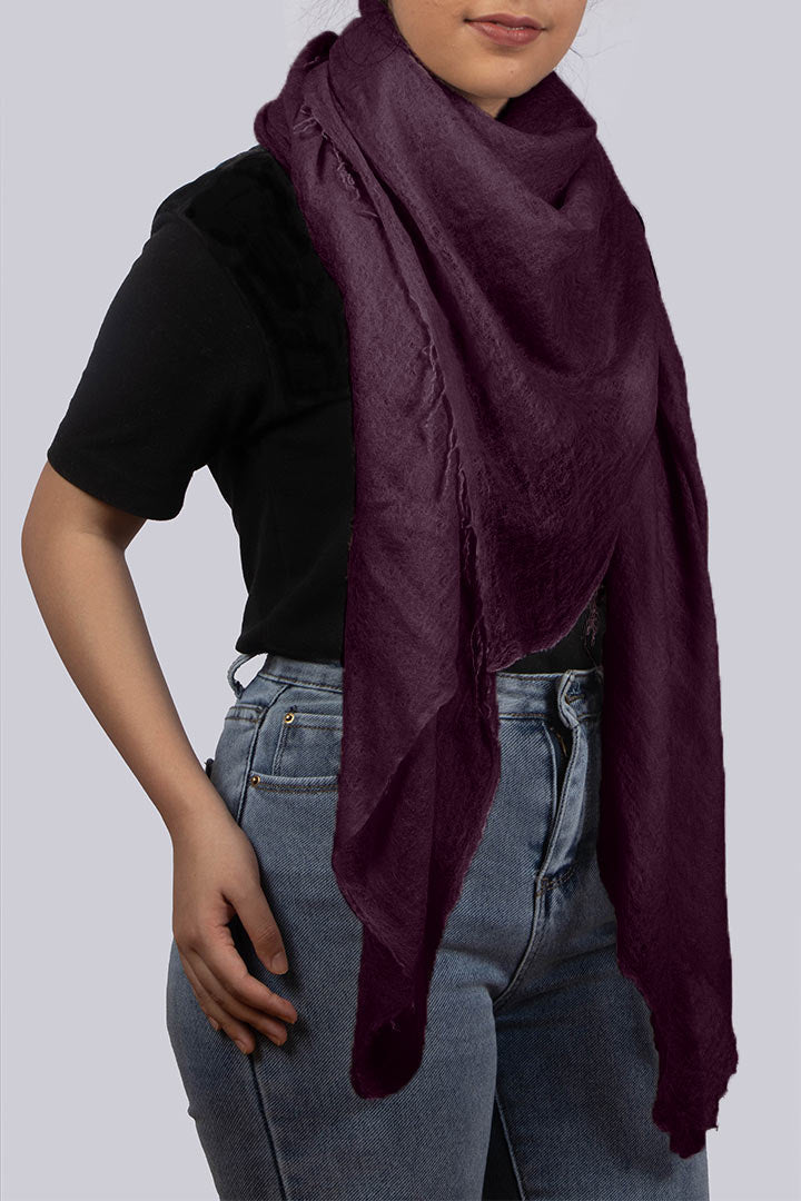 Featherlight felted grape purple cashmere scarf