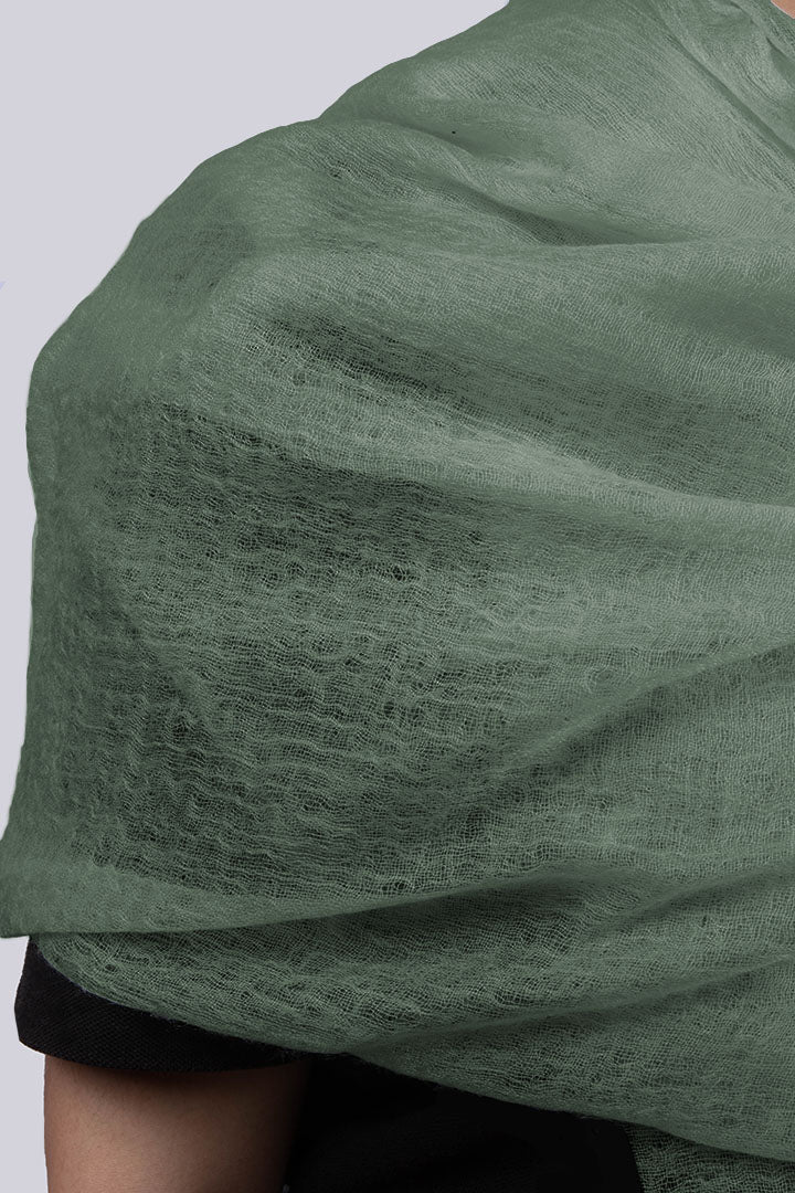 Handwoven Cashmere Scarf in Mineral Green