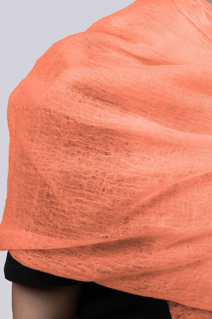 Handwoven pure cashmere scarf in tangerine orange