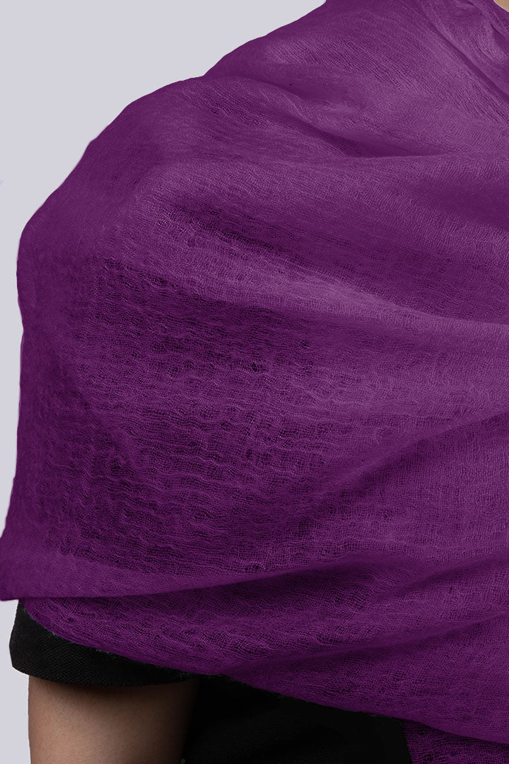 Handwoven pure cashmere scarf in vivid purple