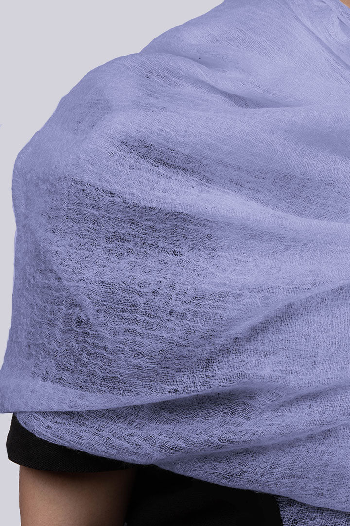 Handwoven pure cashmere scarf in purplish blue