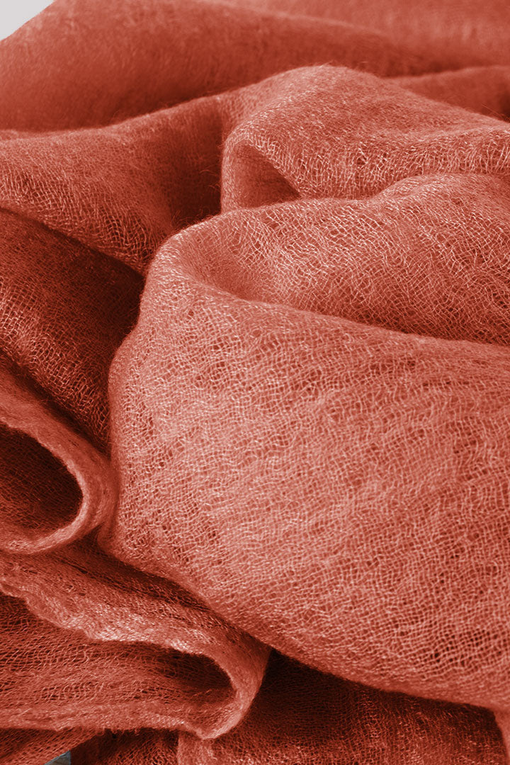 Featherlight felted pumpkin orange cashmere scarf