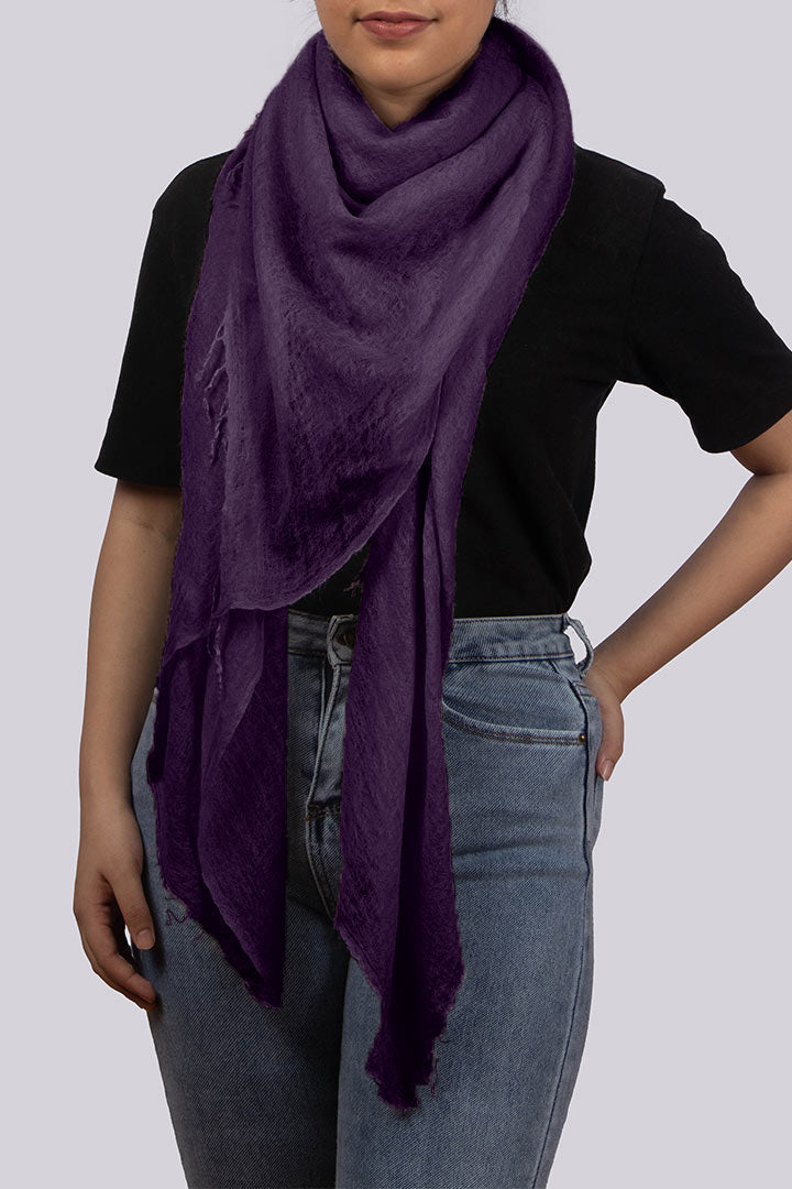 Featherlight felted purple cashmere scarf