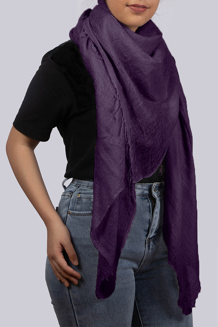 Featherlight felted purple cashmere scarf