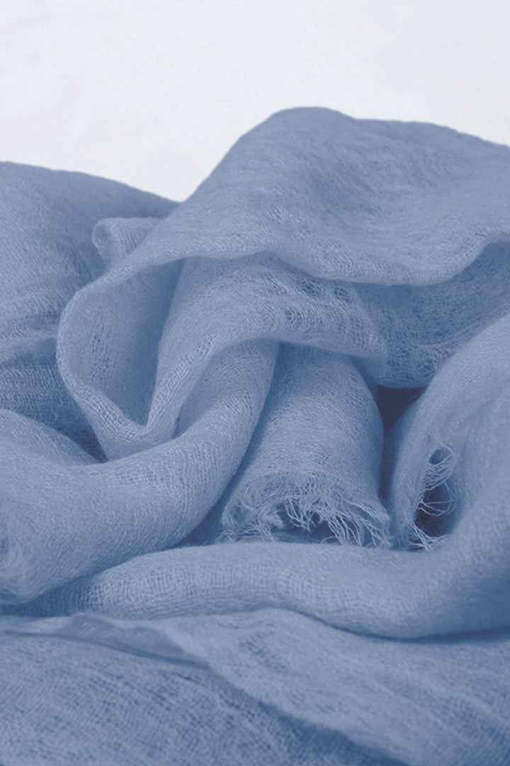 Featherlight felted sky blue cashmere scarf
