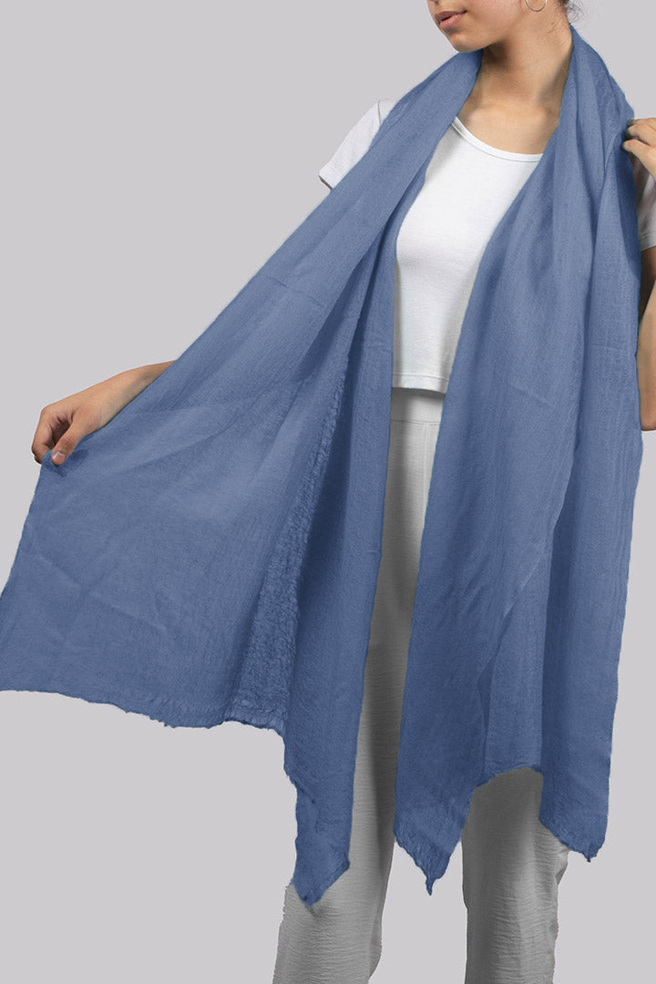 Featherlight felted sky blue cashmere scarf