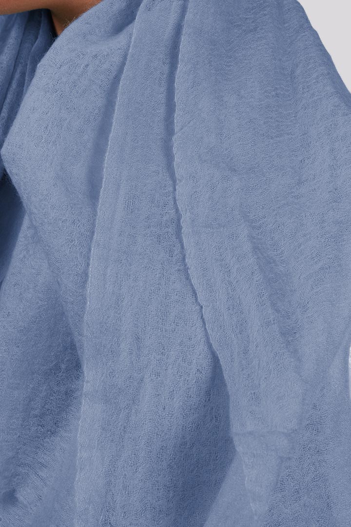 Featherlight felted sky blue cashmere scarf