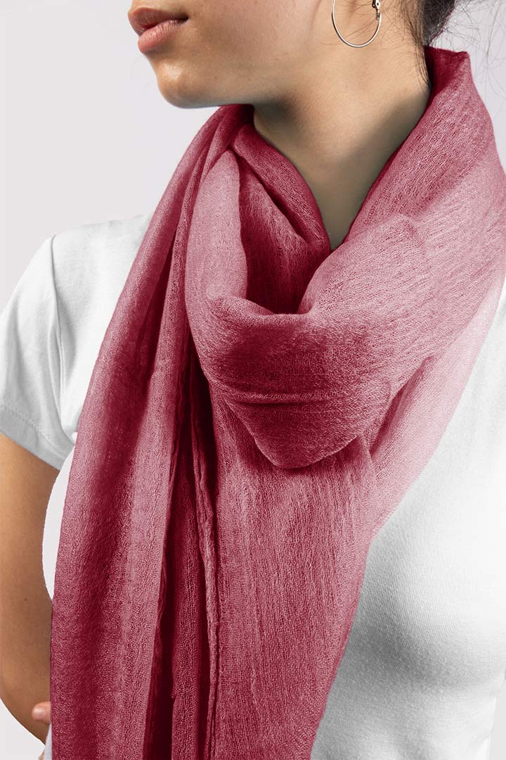 Featherlight felted sriracha red cashmere scarf