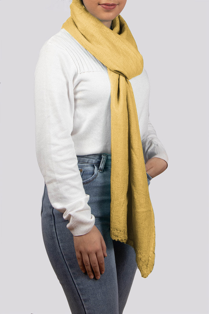 Featherlight felted sunburst yellow cashmere scarf
