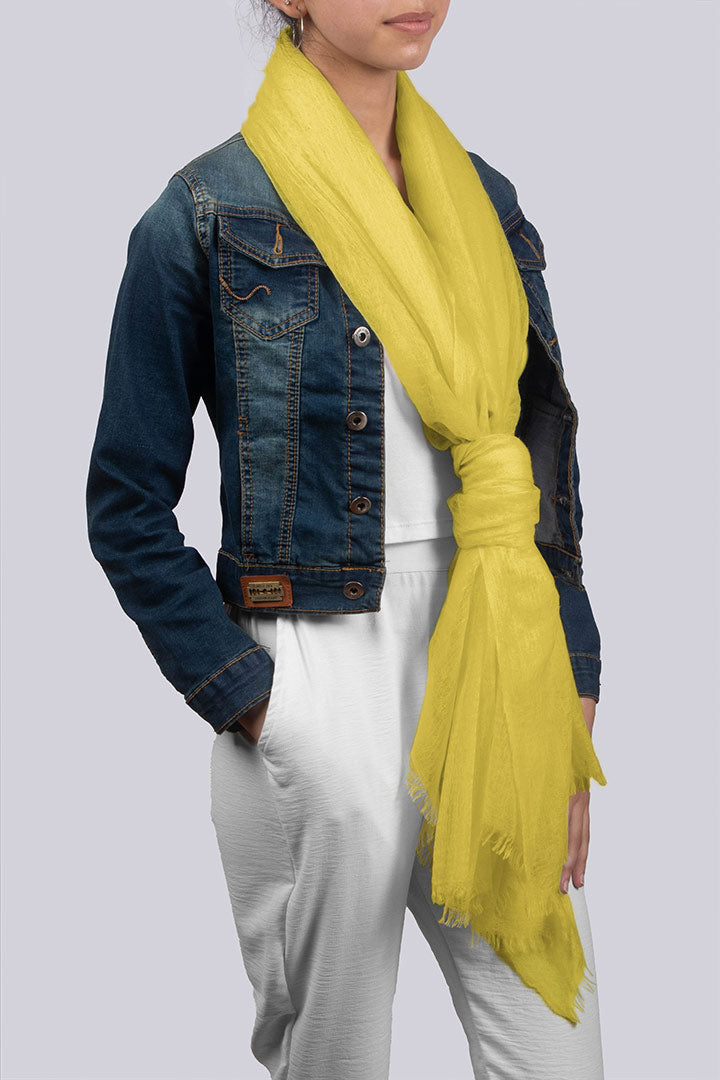 Yellow Cashmere Scarf In Lovely Sunlight Color