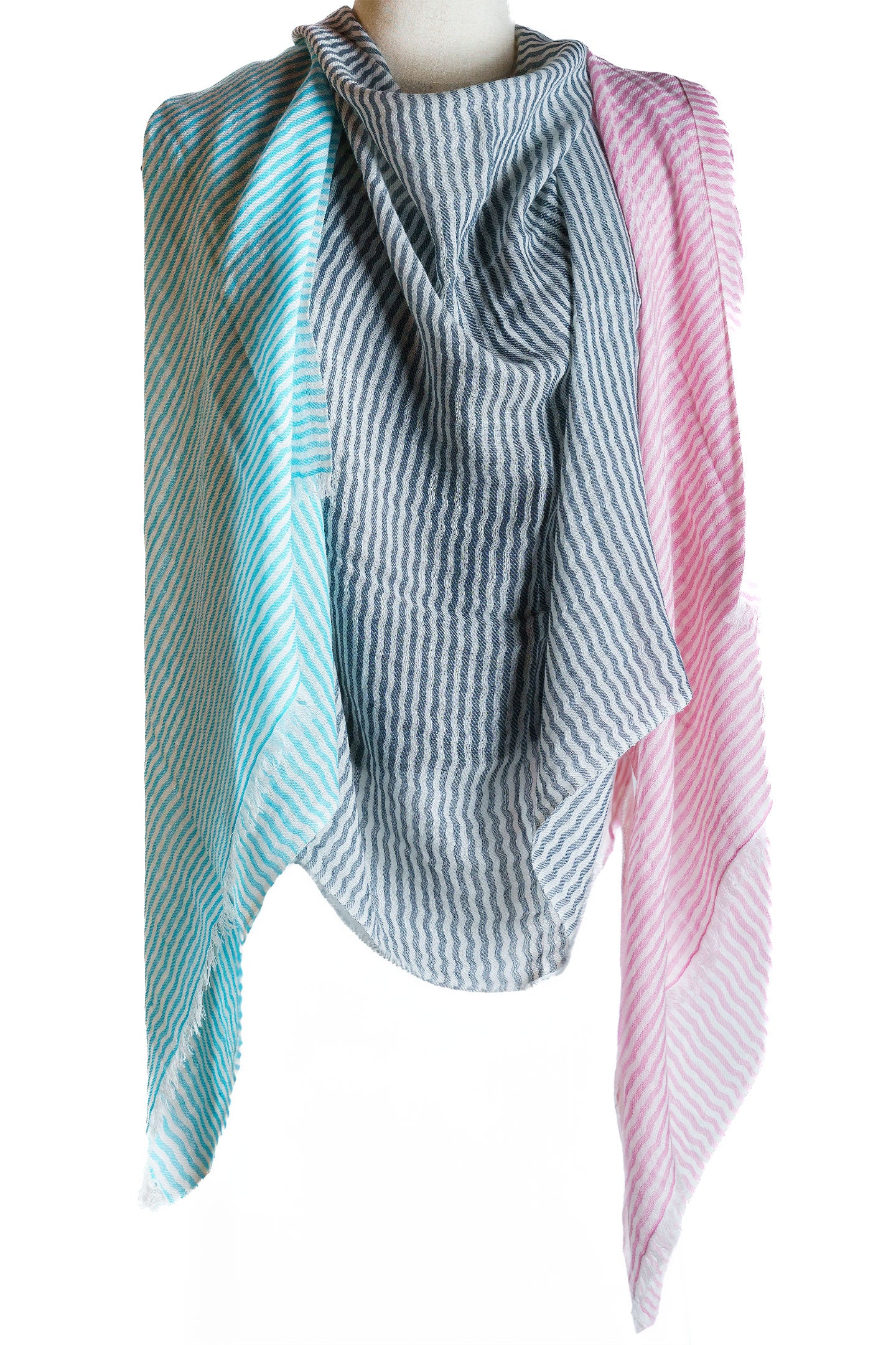 Multi Colored Stripe Cashmere Wrap Shawl