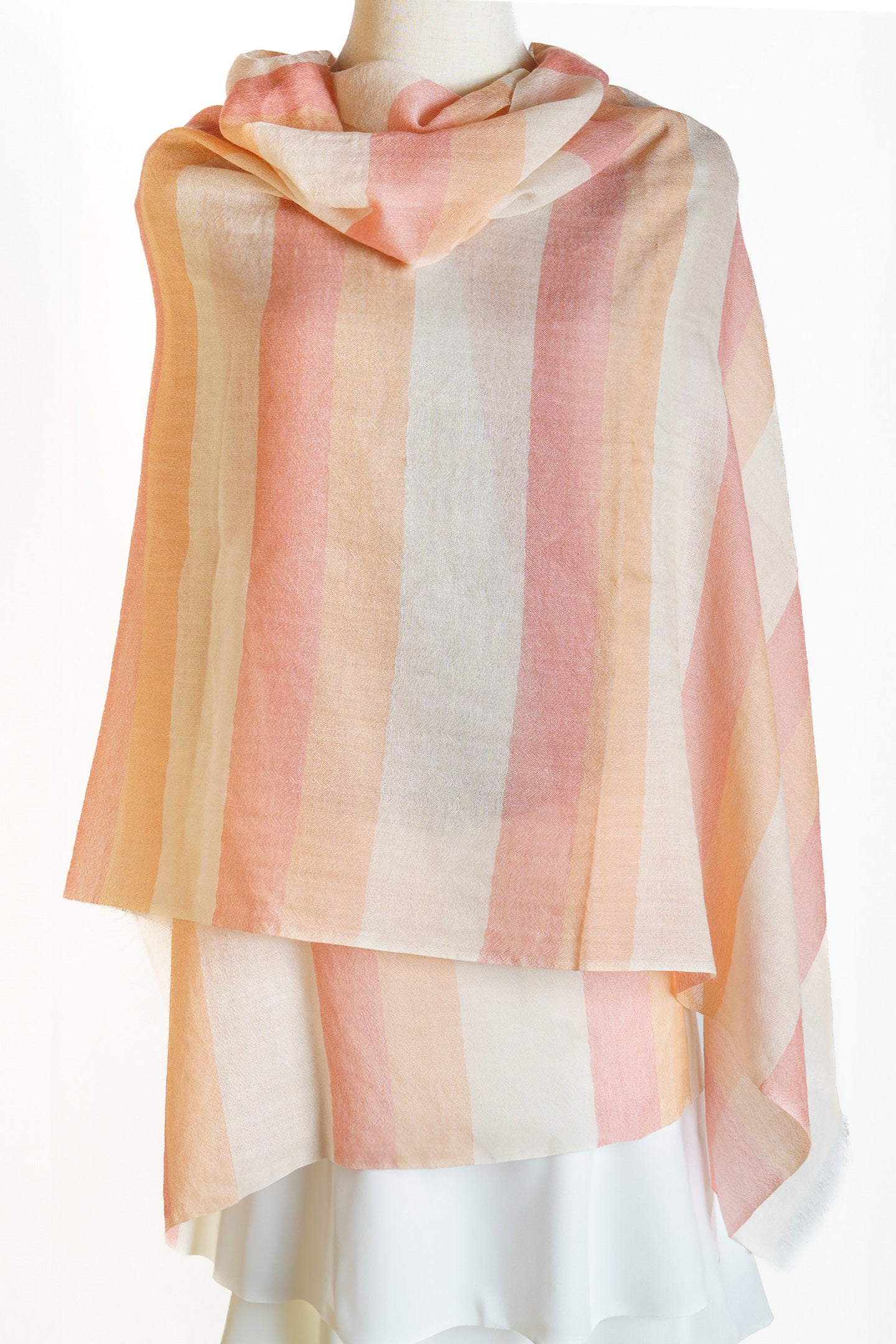 Pure Cashmere Stripe Stole Scarf