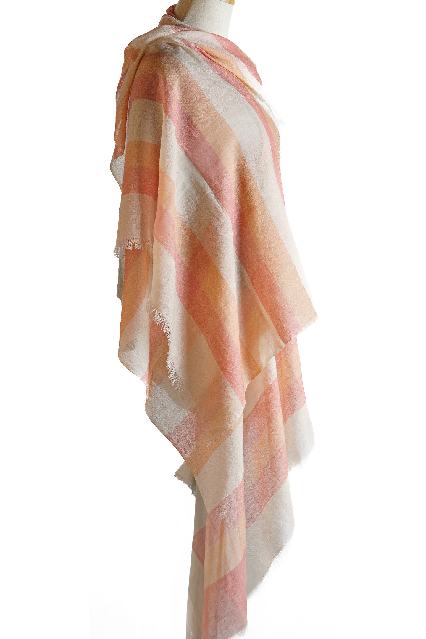 Pure Cashmere Stripe Stole Scarf