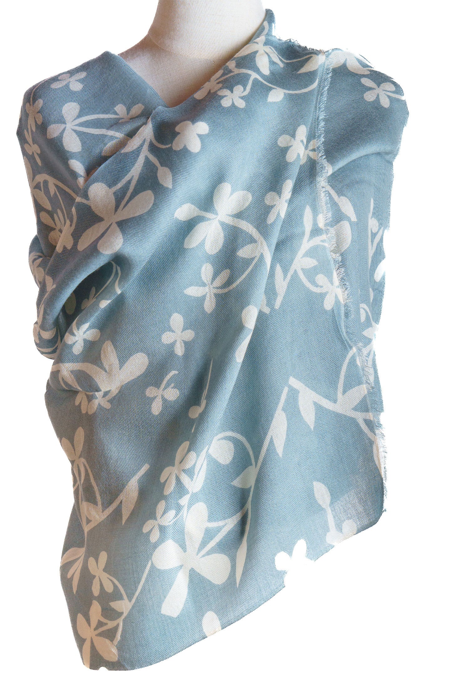 Silk Cashmere Shawl Wrap in Petal Blue