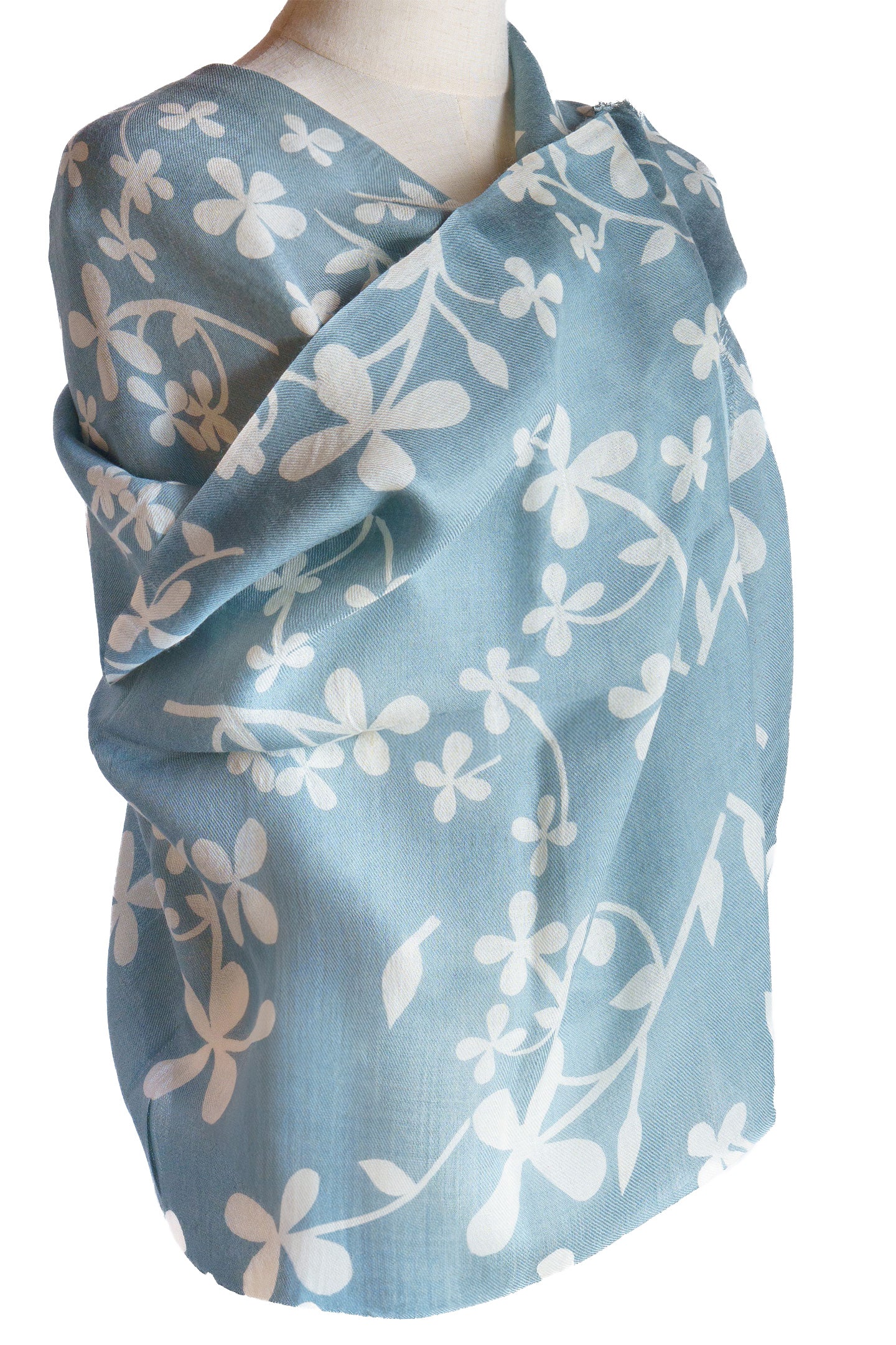 Silk Cashmere Shawl Wrap in Petal Blue