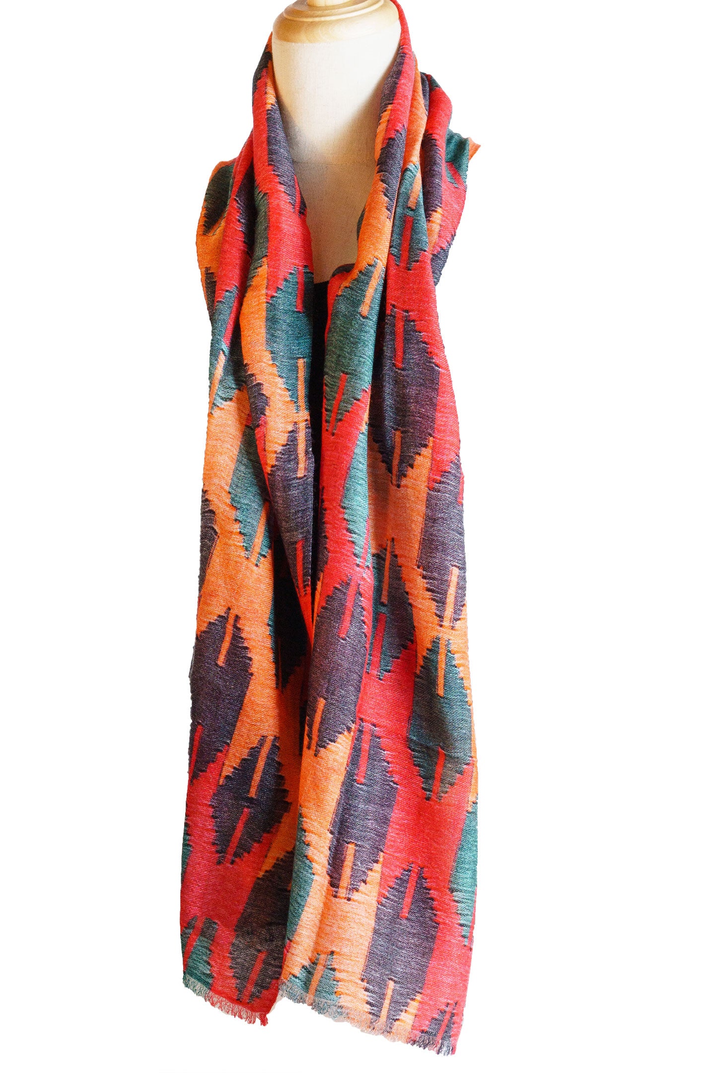 Pure Cashmere Shawl Wrap in Nepalese Dhaka Patterns