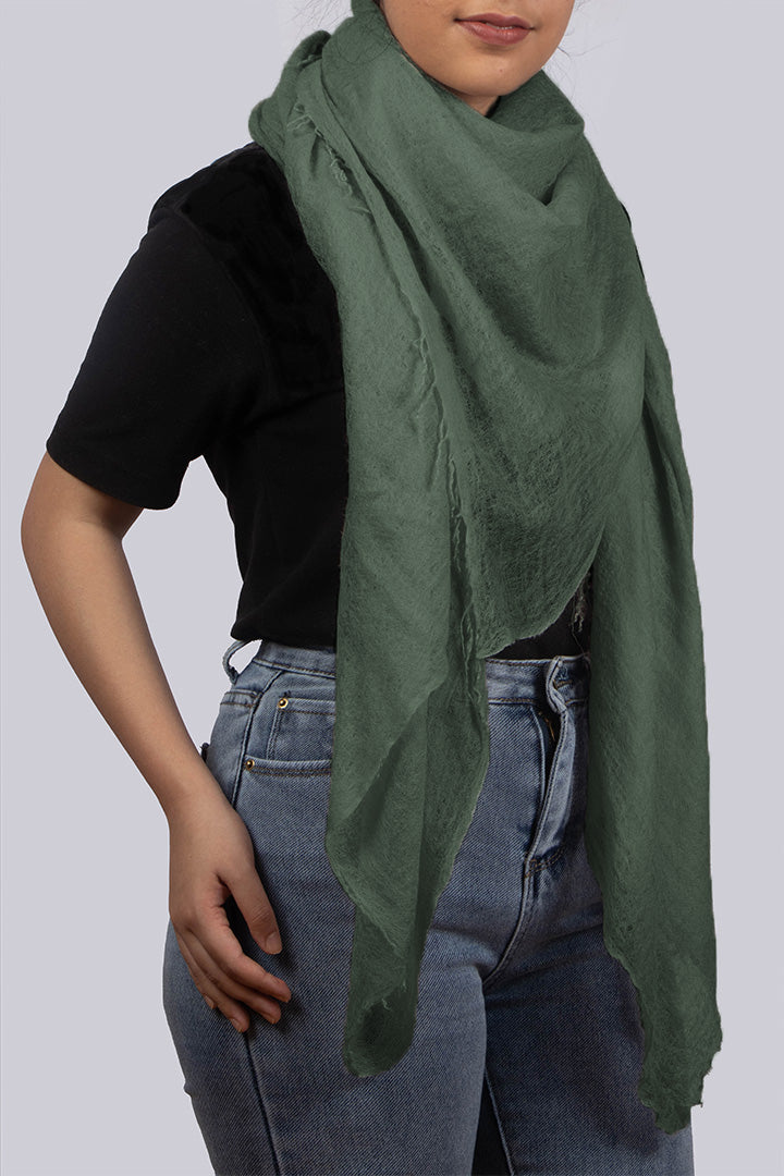 Handwoven Cashmere Scarf in Mineral Green