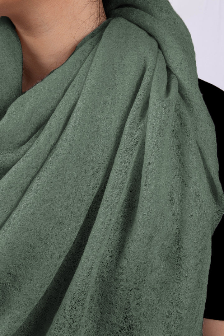 Handwoven Cashmere Scarf in Mineral Green
