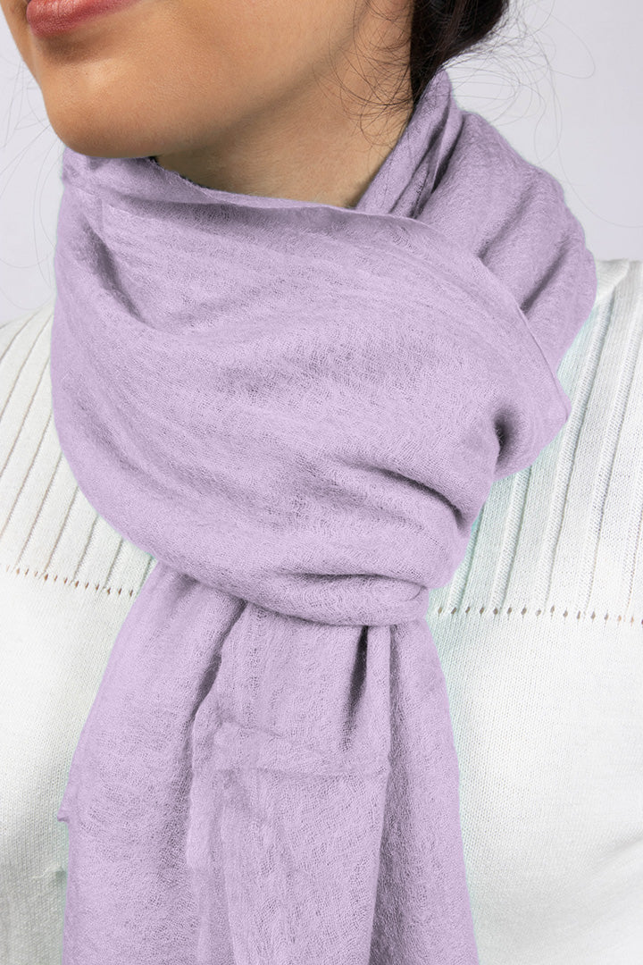 Featherlight felted lilac cashmere scarf