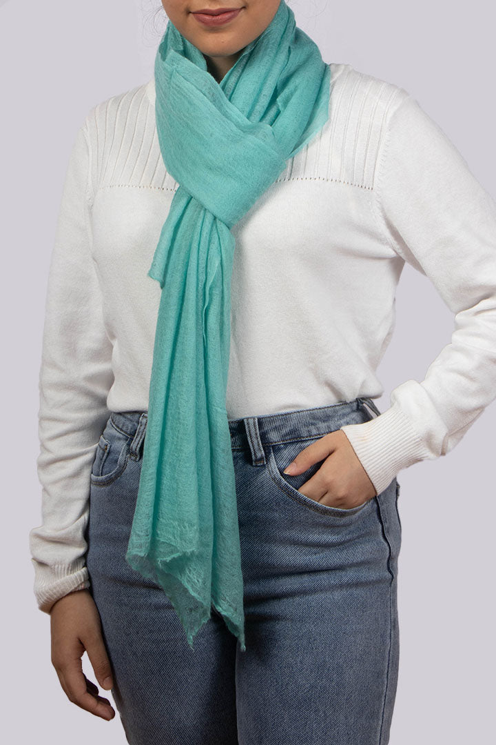 Celeste Blue Cashmere Scarf Featherlight & Felted Handmade From The Finest Cashmere.