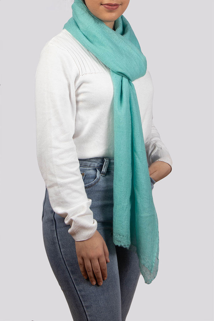 Celeste Blue Cashmere Scarf Featherlight & Felted Handmade From The Finest Cashmere.