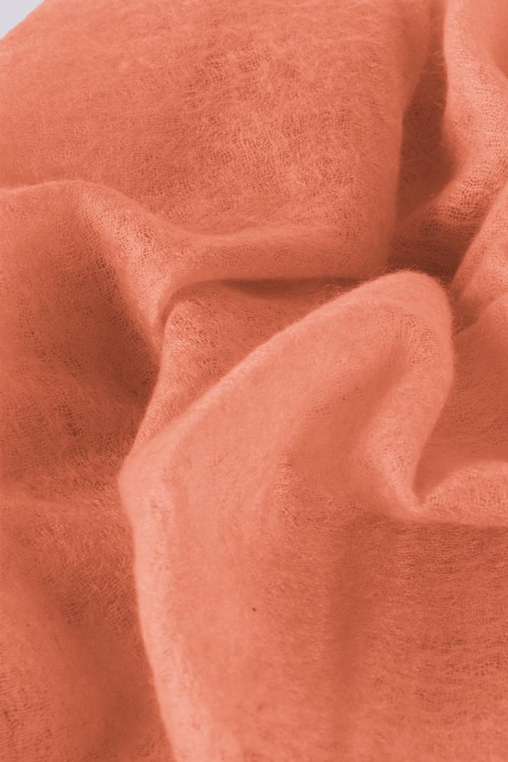 Featherlight felted coral orange cashmere scarf women's