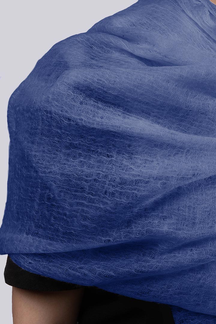 Featherlight felted blue sapphire cashmere scarf