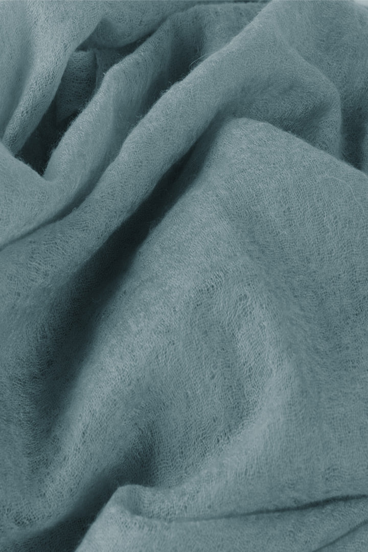Featherlight felted teal green cashmere scarf