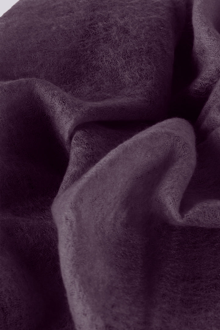 Featherlight felted grape purple cashmere scarf