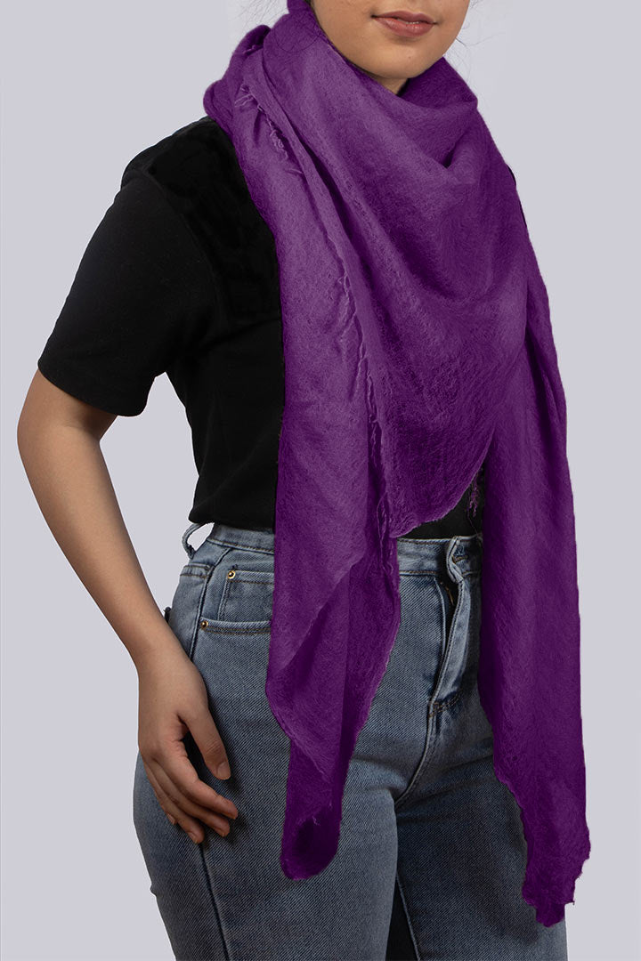 Featherlight felted iris purple cashmere scarf