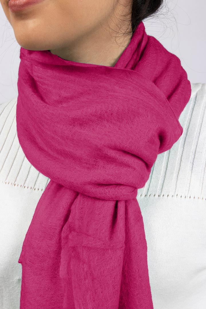 Featherlight felted lipstick red cashmere scarf