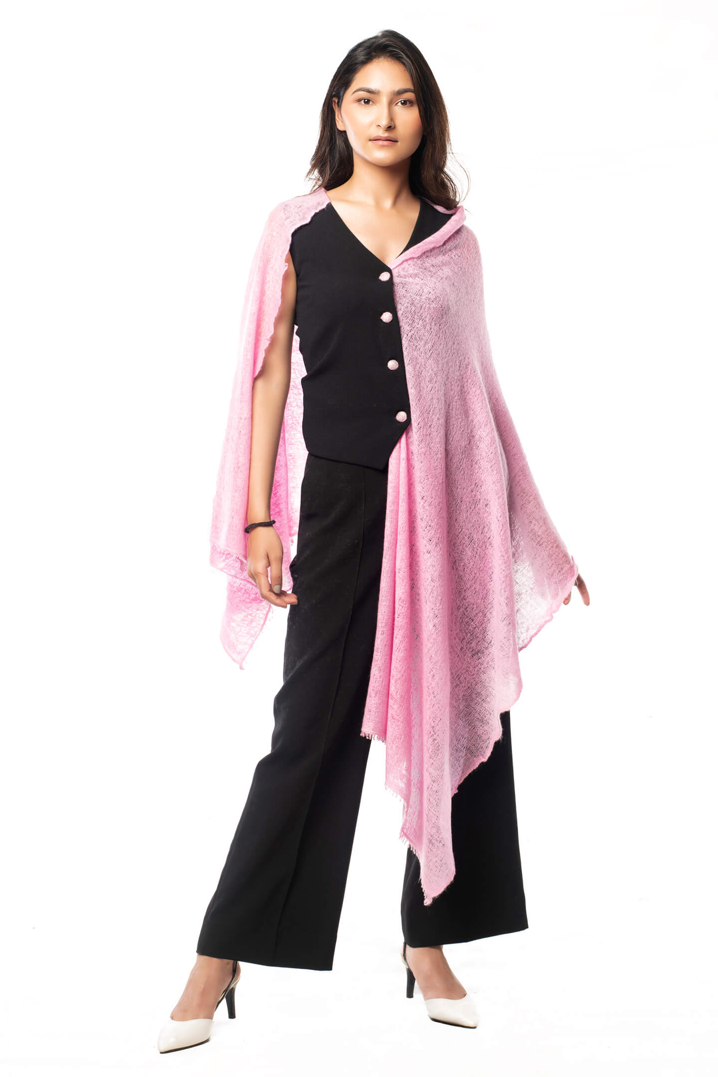 Pink Cashmere Scarf Hand Knitted From Pure Cashmere Makes An Unforgettable Impression